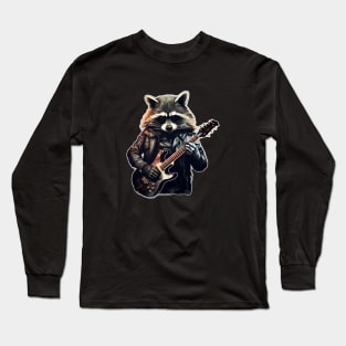 Metalhead raccoon guitar player Long Sleeve T-Shirt